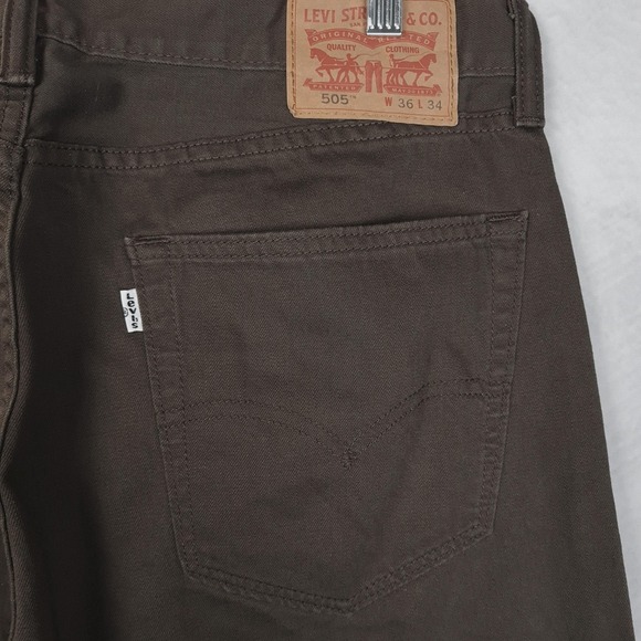 Levi's Other - Levis 505 Jeans Mens 36 Dark Brown Denim Straight Leg Regular Fit Casual